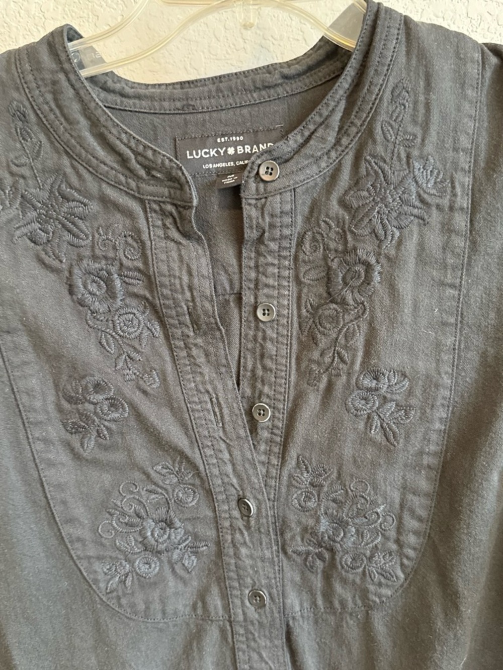 Lucky Brand Embroidered Button-Front Tunic